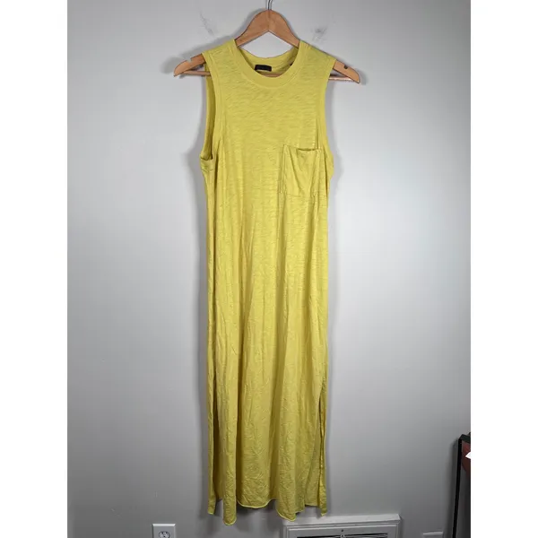 ATM Anthony Thomas Melillo Maxi Dress Womens Small Yellow Pima Cotton Slub comfy - Image 3