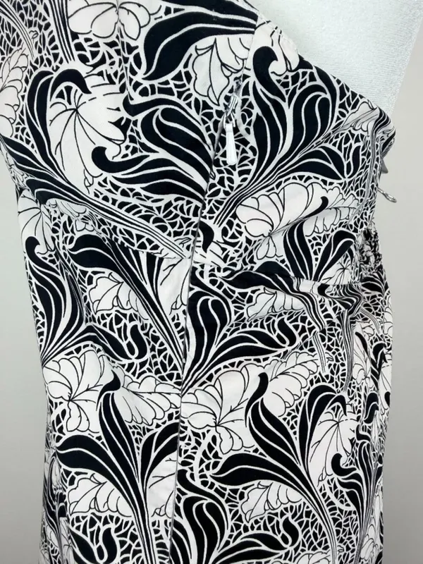 Tommy Hilfiger Women Size 12 Halter Dress Black White Floral Cotton Midi‎ - Image 10