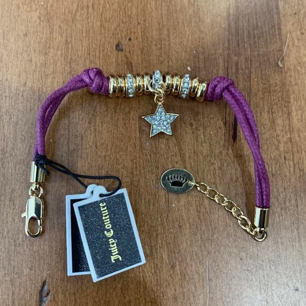 Juicy Couture B-Corded Friendship Bracelet Silver Pave Crystal Star Charm Bundle - Image 15