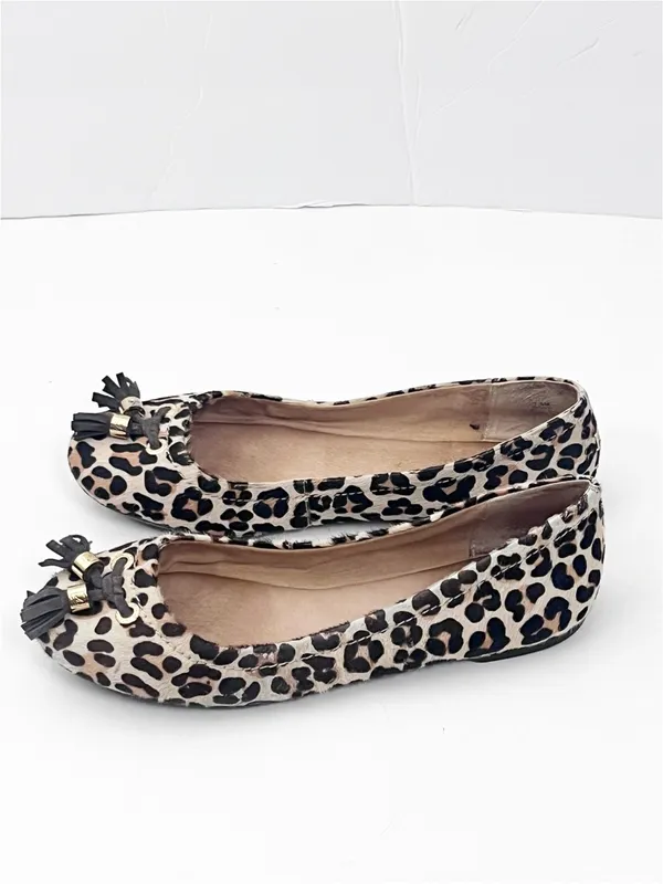 SPERRY Leather Animal Print Tassel Ballet Flats Size 7M Casual Boho Safari - Image 5