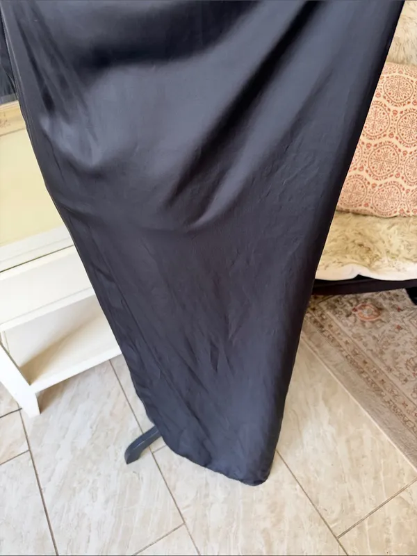Maria Cornejo Black gothic satin Asymmetrical minimalist midi maxi slip Dress 6 - Image 7