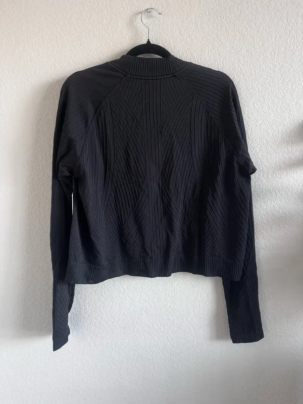 Lululemon Rest Less Cropped Half Zip 14 Aerial Current Black / Black - Image 5