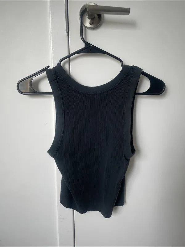 John Galt Classic Black Ribbed Crop Tank Top - Image 3