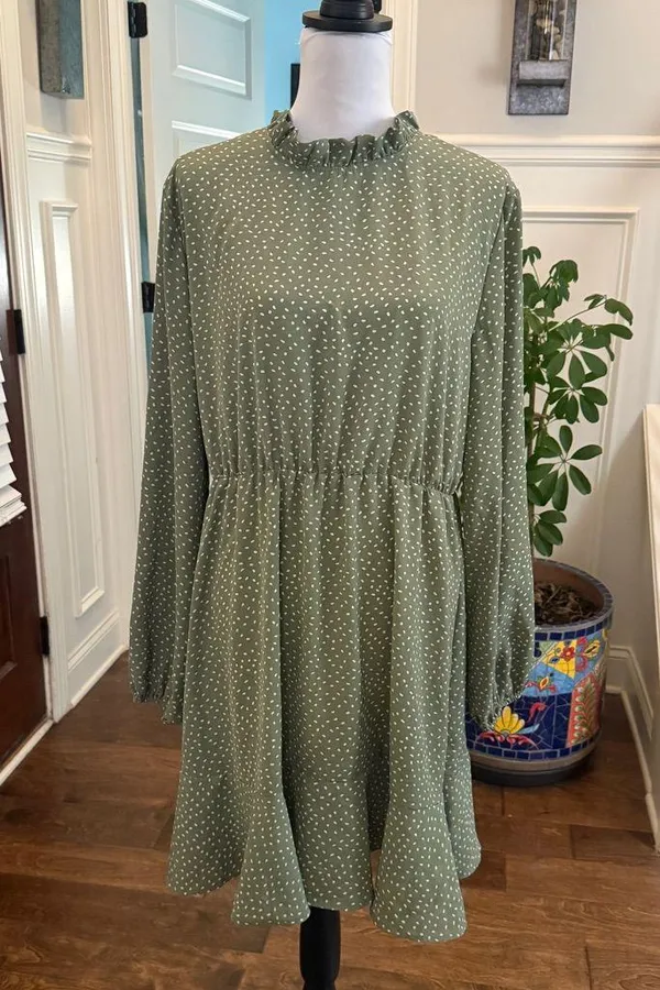 NWOT Green Polka Dot Dress - Image 3
