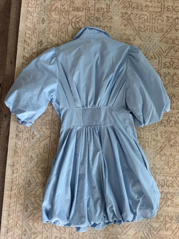 Maeve Light Blue Puff-Sleeve Mini Dress - Image 5