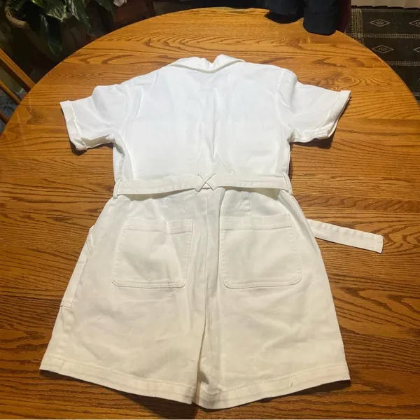 Skies Are Blue White Denim Romper Size Medium - Image 3