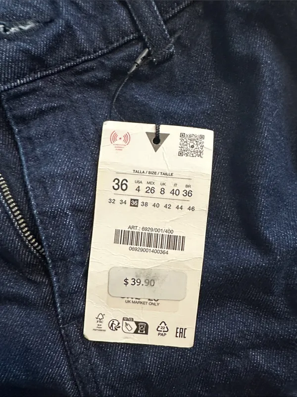 Zara Dark Blue Denim Jean Shorts - Image 3