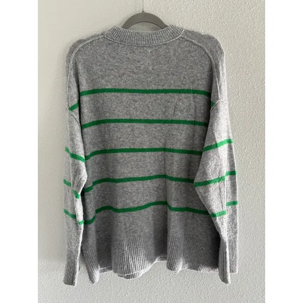 Aerie Unreal Sweater Womens M‎ Gray Green Stripe Pullover Oversized Comfort - Image 2