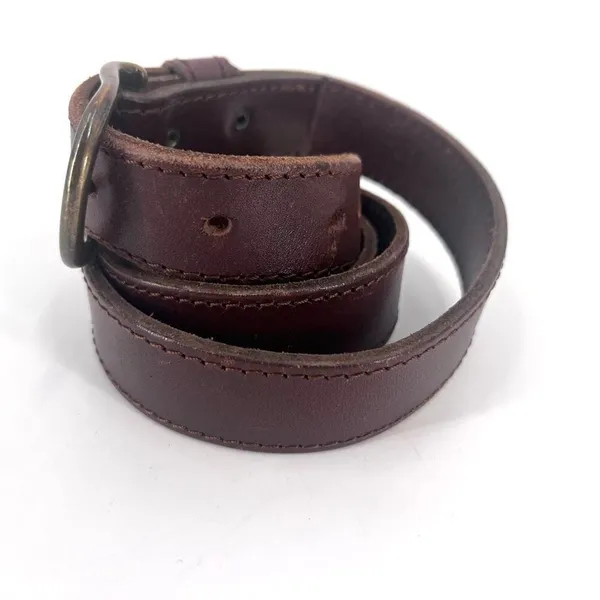 Vintage‎ Women's Real Leather Stitch Point Adjustable Buckle Belt Brown One Size - Image 2