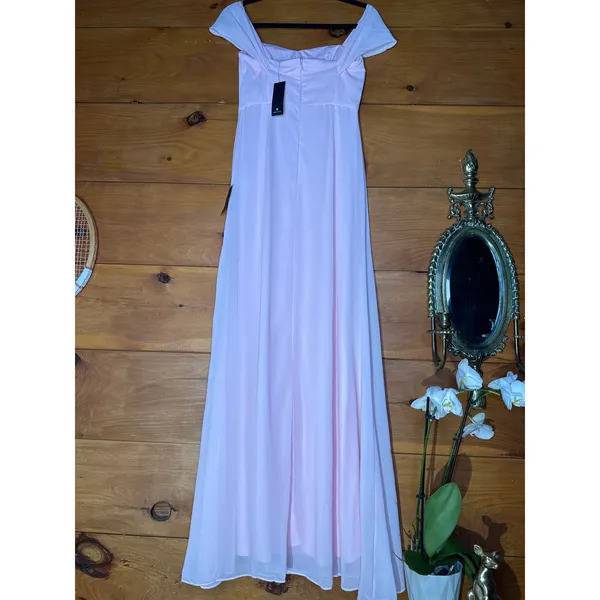 NWT Lulus Magical Magnetism Light Pink Off-the-Shoulder Maxi Dress Gala Size L - Image 6