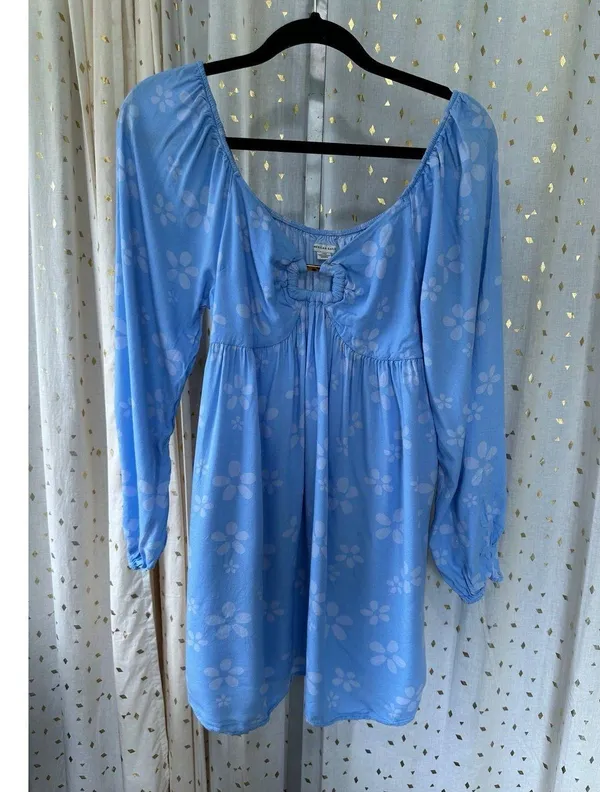 American Eagle Daisy Floral Front Chest Cutout Hardware Pockets Mini Dress L - Image 4