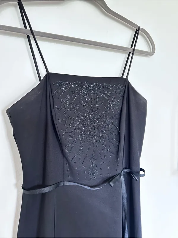 Vintage CDC Black‎ Beaded Spaghetti Strap Knee Length Dress Size 6 - Image 3