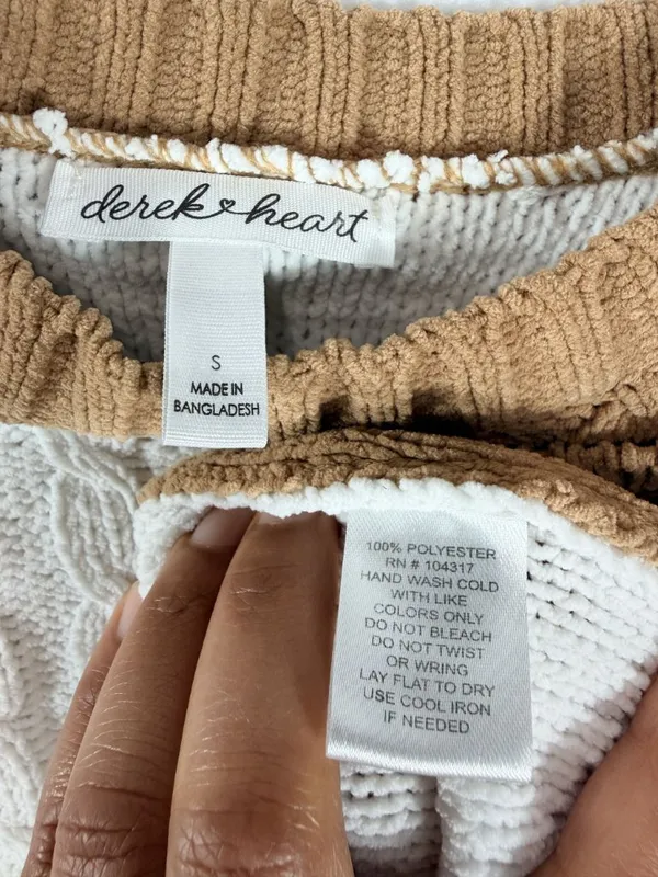 Derek Heart Women’s Small Brown Ivory Colorblock Cable Knit Cropped‎ Sweater - Image 4