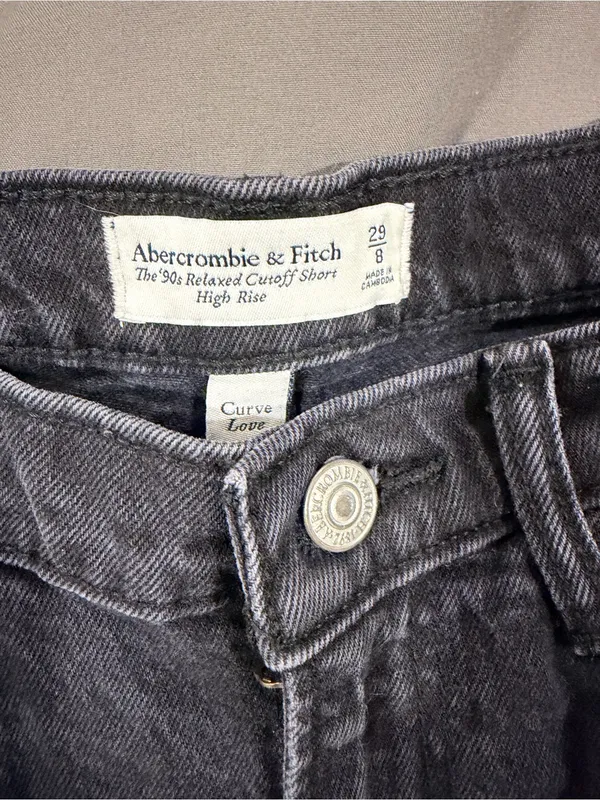 Abercrombie High Rise 90s Relaxed Cut Off Black Shorts - Image 3