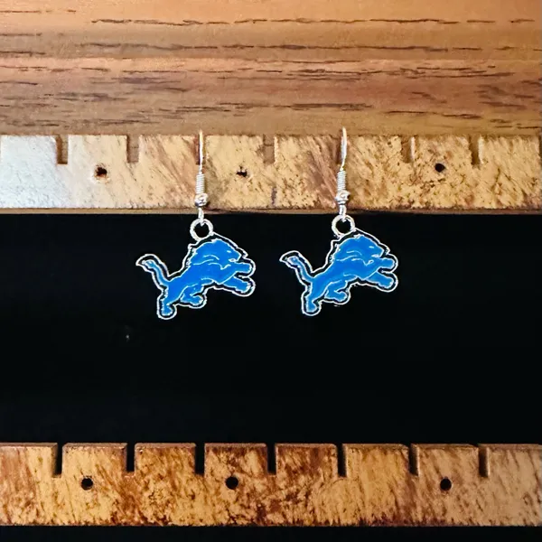 National Football League Blue Detroit Lions logo Earrings! - Image 2