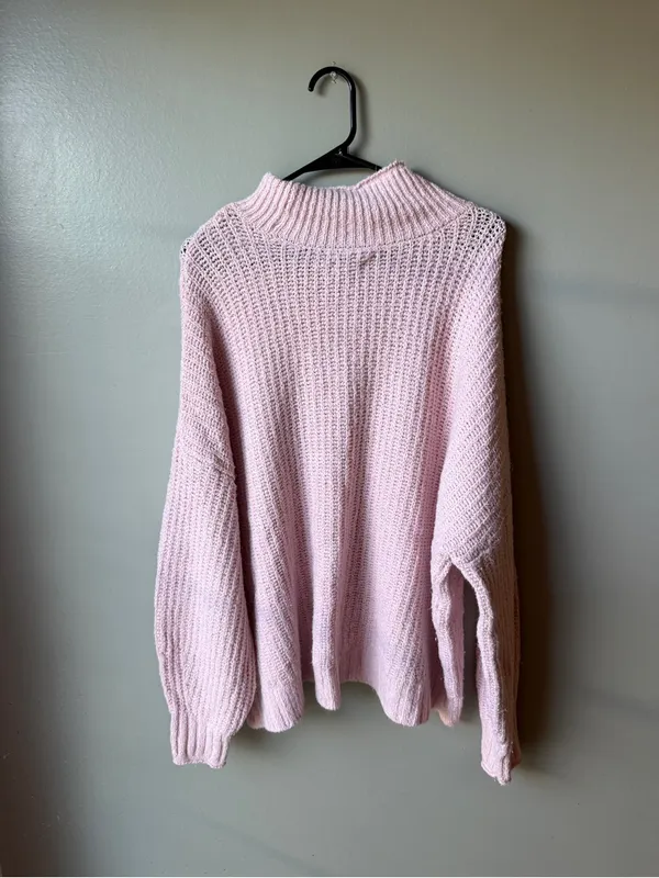 American Eagle Pink Chunky Knit Mock Neck Sweater Women’s XXL - Image 4