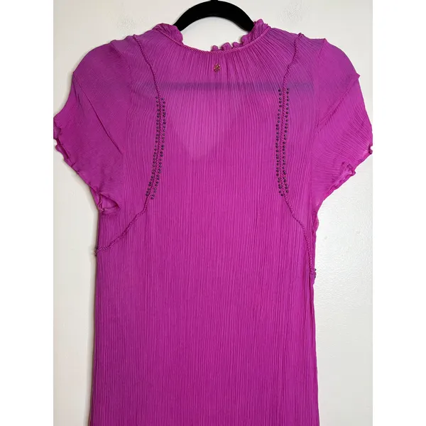 Marie Oliver Silk Magenta Embroidered Tassel Maxi Dress‎ Boho - Image 8