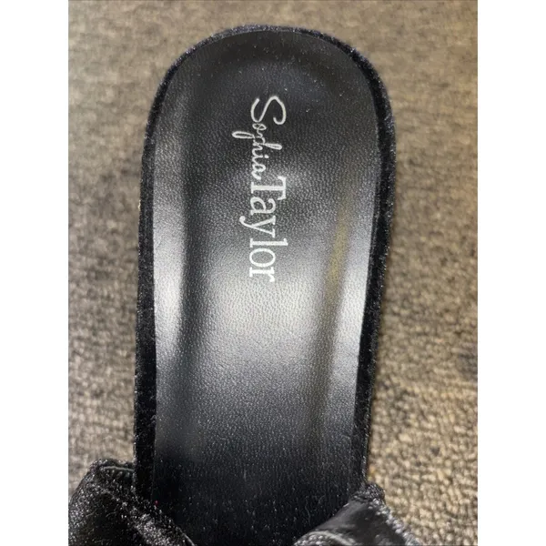 Sophia Taylor Madison Bow Black Velvet Sling Back Kitten Heels Sz 12 - Image 12