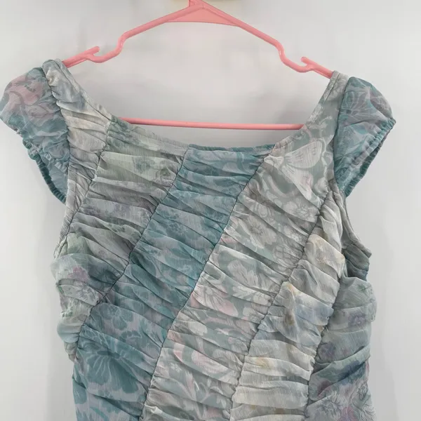 FREE PEOPLE Dress Size 2 Heart to Heart Midi Fairy Ocean Blue Ruched Flowy NWT - Image 7