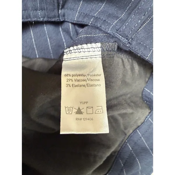 Venus Womens Navy Blue Pinstripe Wide‎ Leg Dress Pants Trousers Size 10 - Image 4
