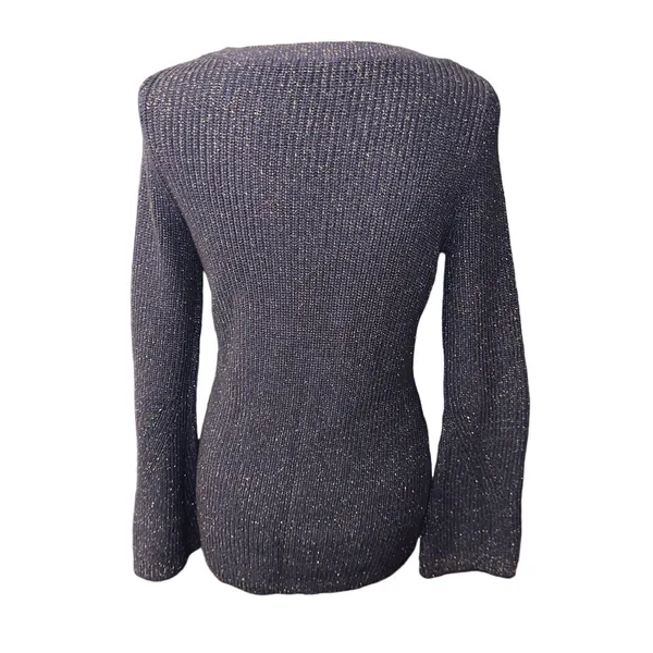 Tommy Hilfiger Women's Sweater Blue and Gold Medium - Image 2