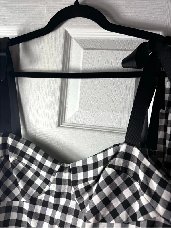 Shein Black White Gingham Check Peplum Top Pants Matching Set Size XL NWOT - Image 4