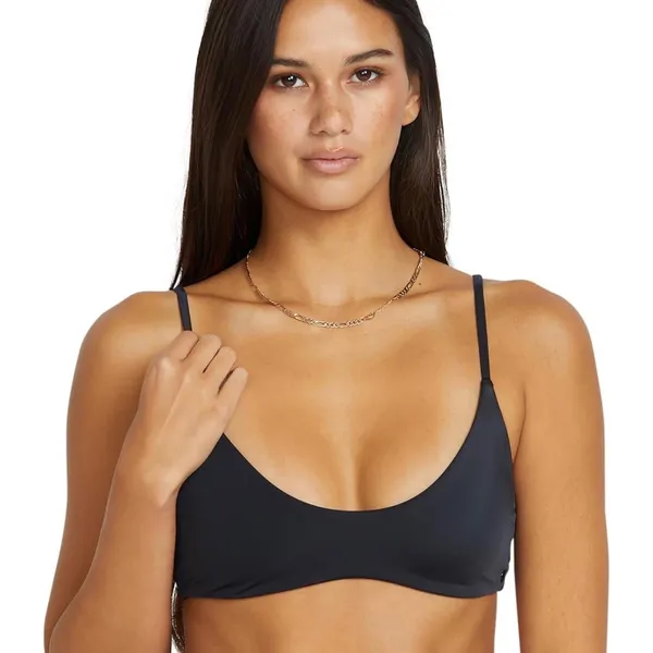 NWOT Volcom Simply Seamless Bikini Top Black Scoop Neck Adjustable Straps Medium - Image 3