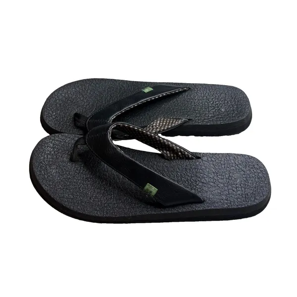 Sanuk Black Thong Flip Flops Slip on Yoga Mat Size 9 Womens Beach Summer - Image 2