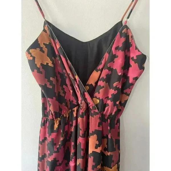 LAVENDER BROWN Orange Pink Burgundy Fall Houndstooth Maxi‎ Dress Size S Small - Image 6
