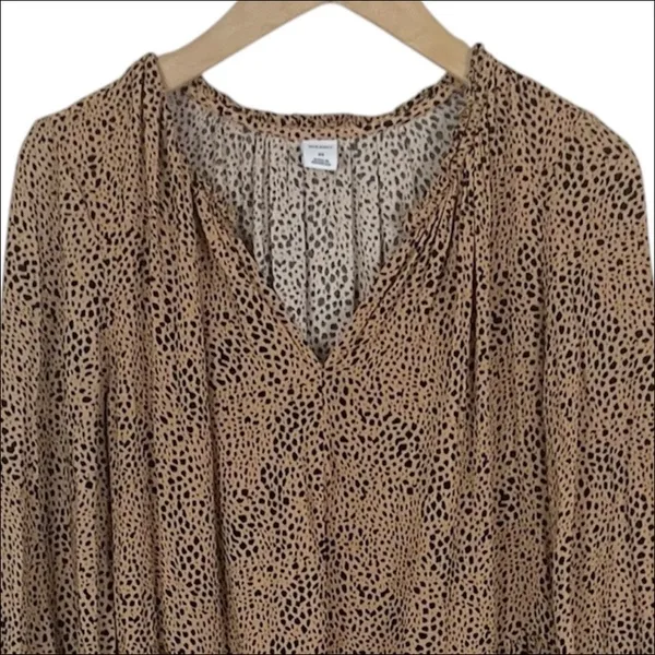 Old Navy Animal Print Tiered Midi Swing Dress Size XS Tan and Black - Image 4