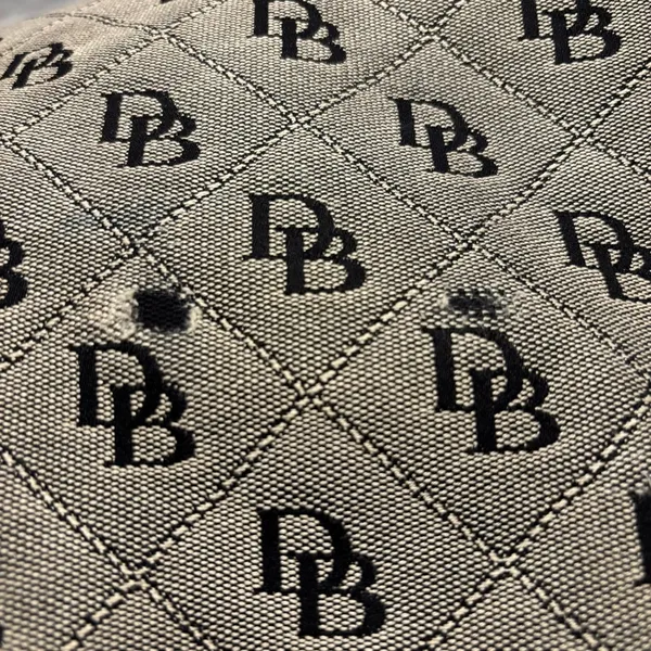Dooney & Bourke Vintage 90's Black Grey Large Tote Monogram Signature Canvas - Image 4