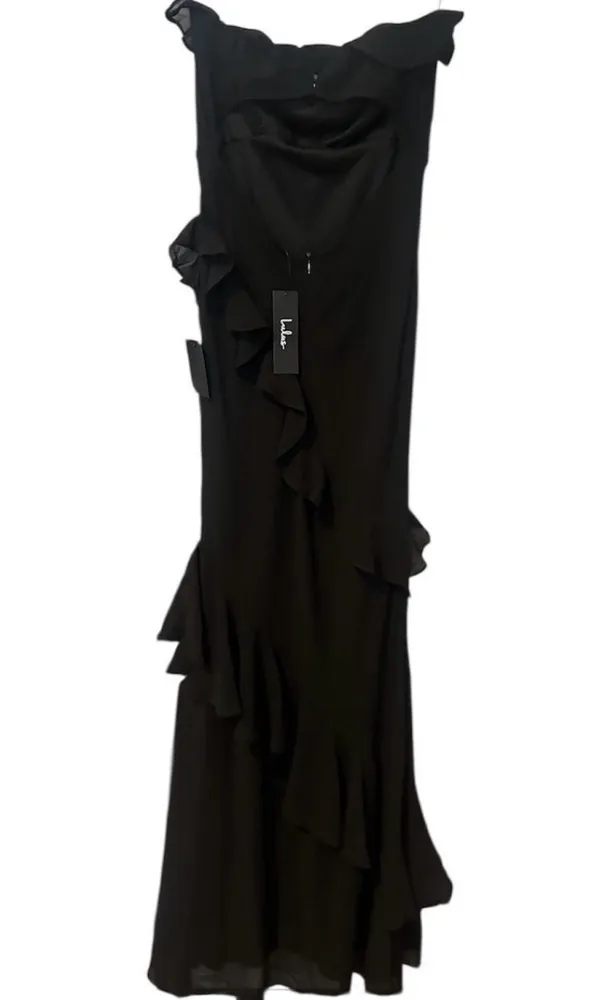 Lulus Black Maxi Dress Strapless Ruffled - Image 4