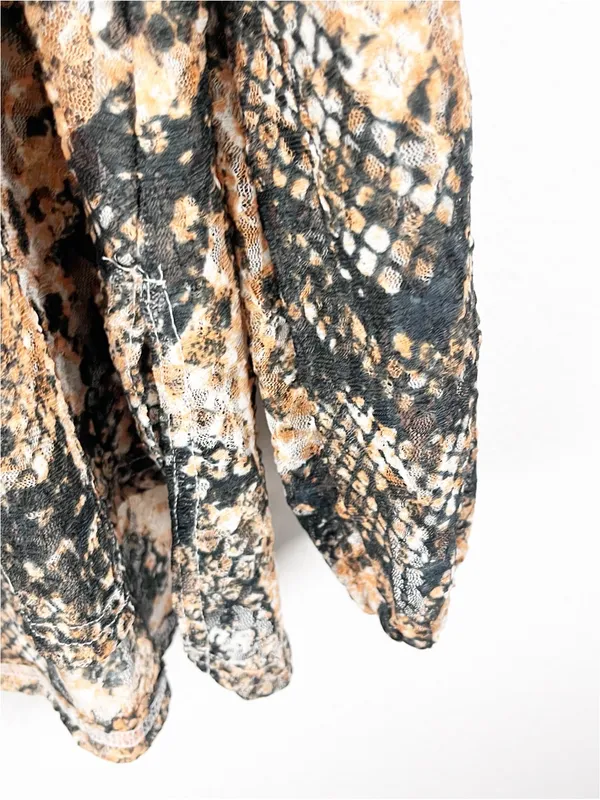 FREE PEOPLE Out For The Night Faux Snakeskin Print Sheer Top Size Large Boho - Image 6