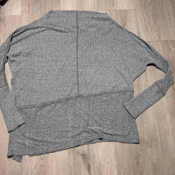 We‎ The Free Free People Grey Ribbed Dolman Sleeve Boat Neck Relaxed Top XSmall - Image 2