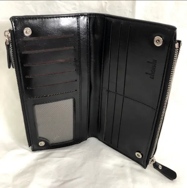 Black Faux Leather Zip Wallet - Image 5