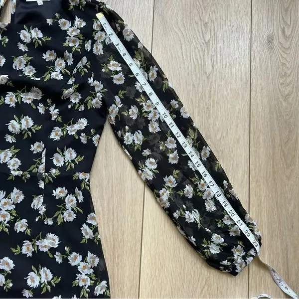 ASOS Emory Park Dark Ditzy Floral Print Maxi Dress Size Large Long Sleeve - Image 8