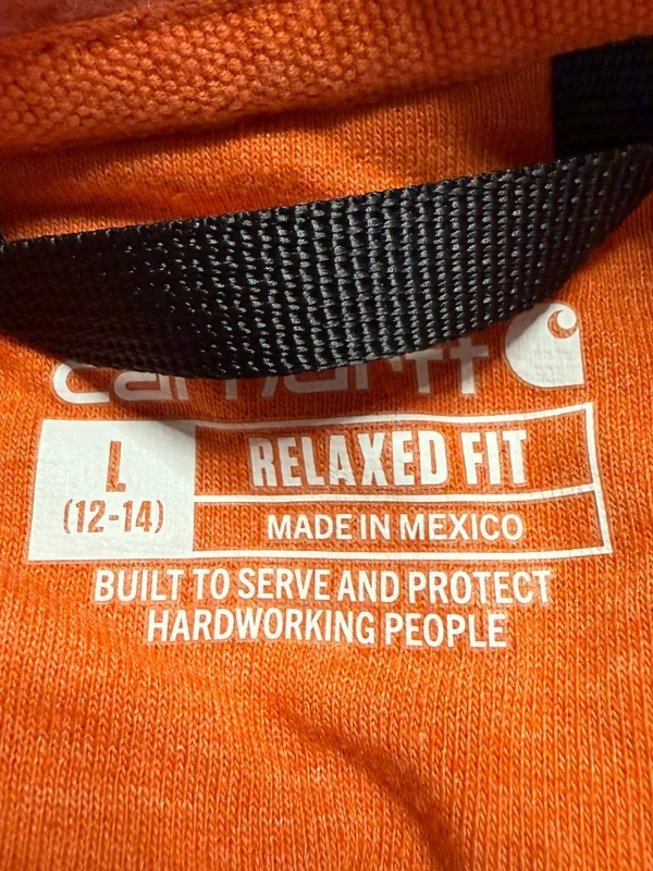 Carhartt Relaxed Fit Midweight Logo Graphic Sweatshirt Women Large Orange Hoodie - Image 11