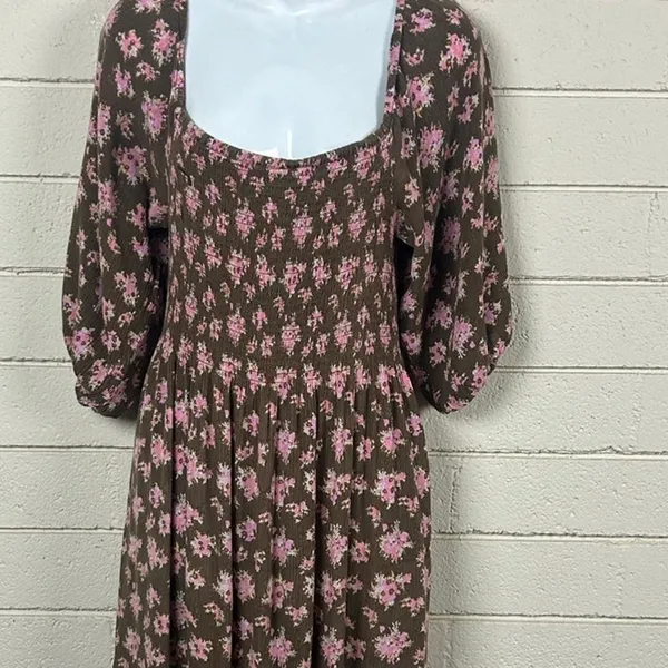 Urban Outfitters Lottie Chocolate Floral Tie-Back Midi Dress size L - Image 8