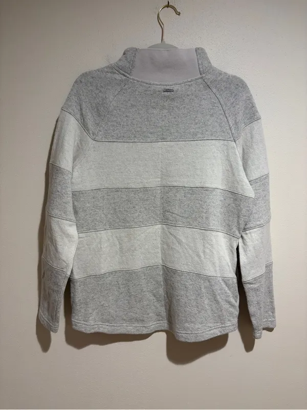 Prana Dessau Wool Blend Colorblock Stripe Mock Neck Sweater Gray Grey Size XL - Image 8