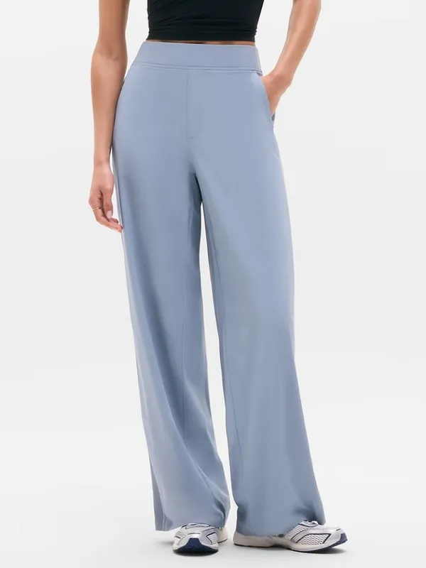 New Athleta 8 Brookly Mid Rise Wide Leg Pant Storm Grey Size 8 Regular - Image 2