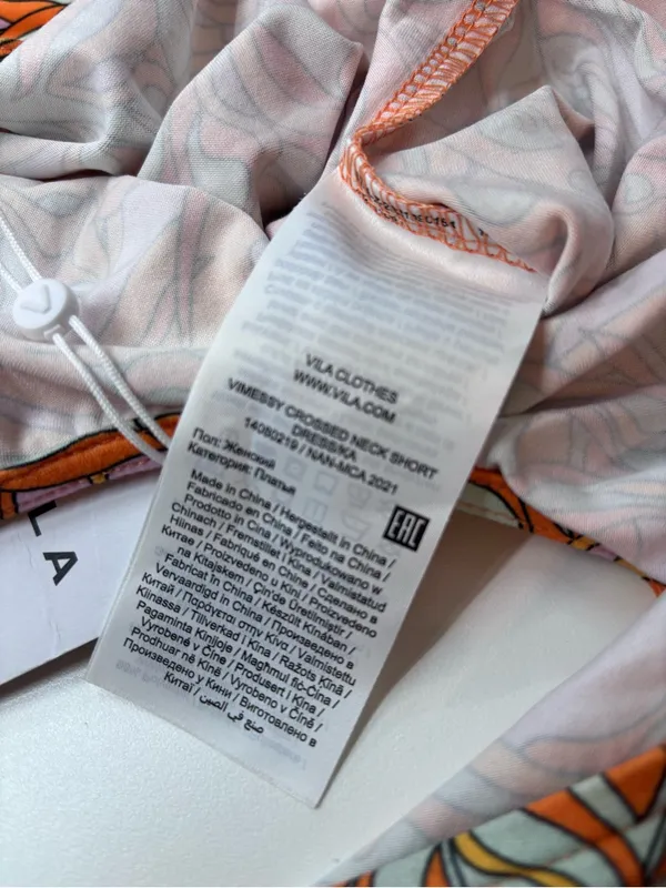 VILA Halter Midi Dress in Orange, Pink & Yellow Swirl Print NWT Size EU M - Image 12