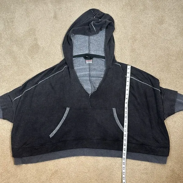 Free People Bonfire Hoodie Relaxed Fit V-Neck Hooded Layered Hem Women Medium - Image 4