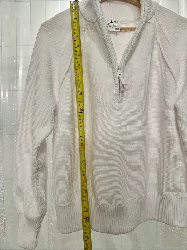 Aerie Offline Waffle Knit Quarter Zip - White - Image 6