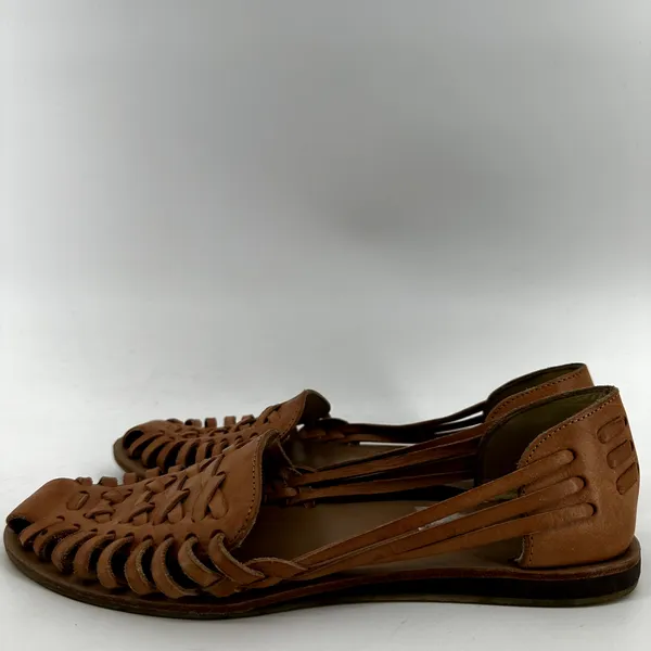 Nisolo Huarache Sandals Slip On Closed Toe Woven Leather Boho Almond Tan 9 - Image 4