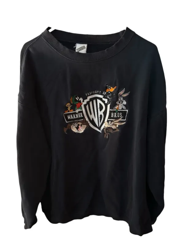 Vintage 1999 Warner Bros Looney Tunes Crewneck Sweatshirt Black Bugs Bunny XL - Image 4