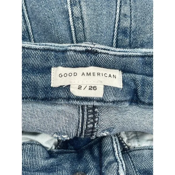 Good American Good Waist Crop Distressed Medium Wash Indigo‎ 139 jeans size 2/26 - Image 3