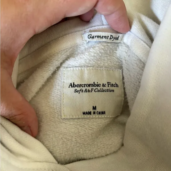 Abercrombie & Fitch Soft Collection Garment Dye Hoodie Medium White - Image 2