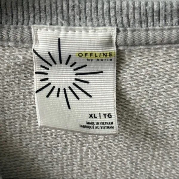 Aerie Offline Throwback Snap Fleece Crewneck in Heather Gray - Image 4