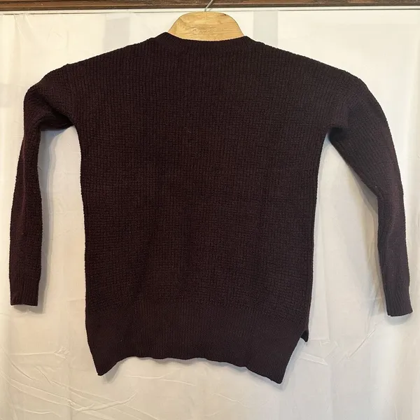 Aritzia Wilfred‎ Free XS Isabelli High Low Wool Waffle Knit Sweater Plum Purple - Image 2