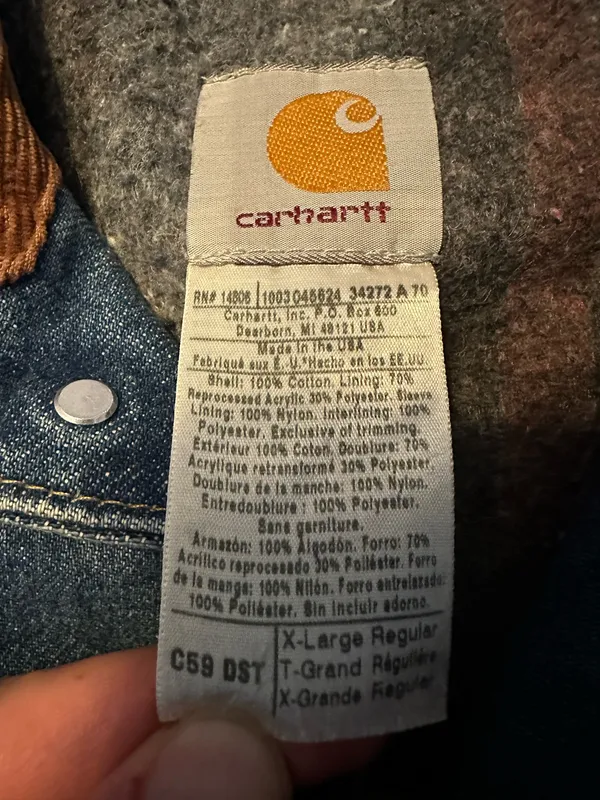 Vintage Carhartt Blanket Lined C59DST Jacket Denim Chore Barn Coat Men’s XL USA - Image 5